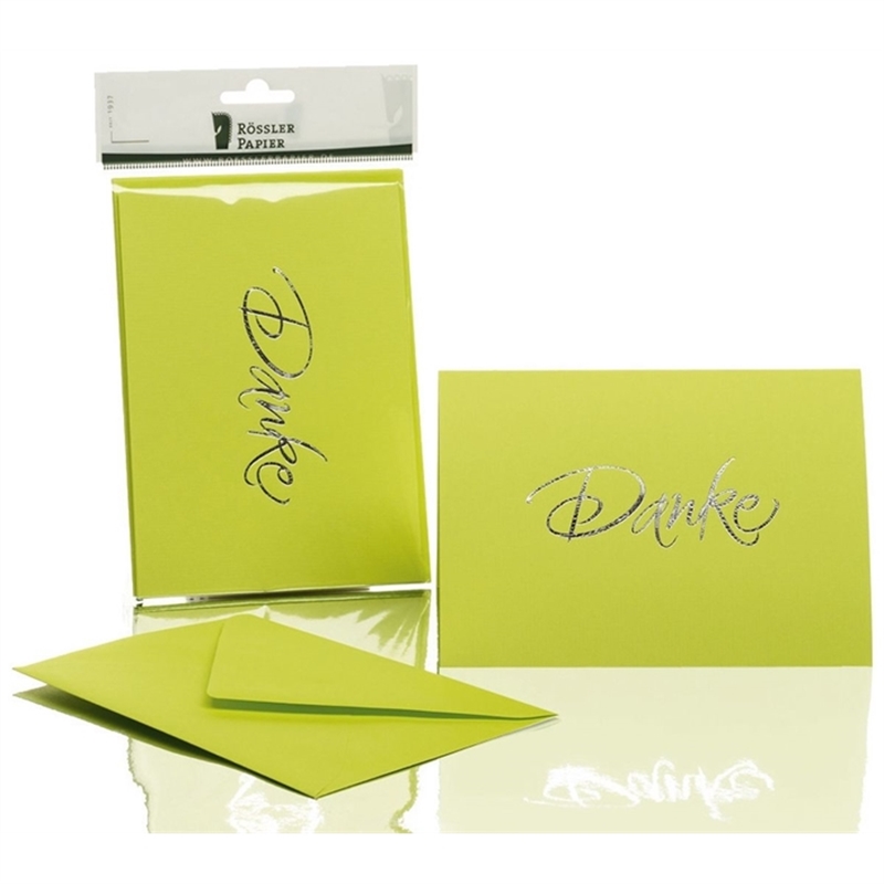 roessler-papier-briefkarte-danke-b6-hd-5-karten/5-umschlaege-maigruen