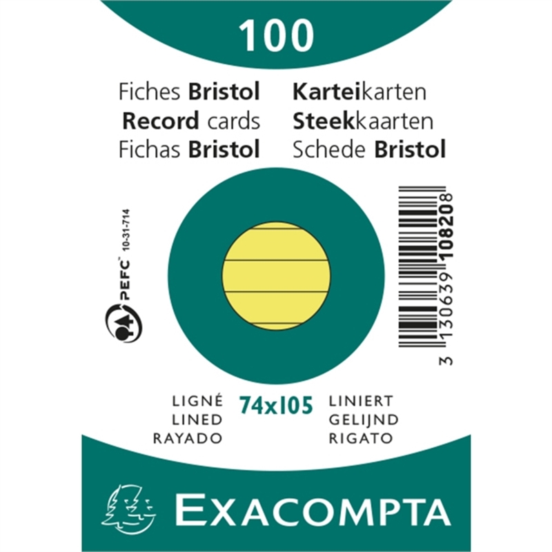 exacompta-karteikarte-liniert-a7-karton-205-g/m-gelb-100-stueck