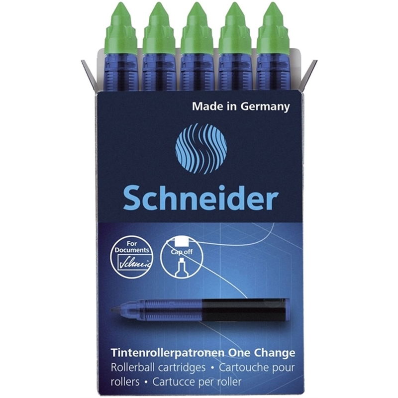 schneider-rollerpatrone-one-change-0-6-mm-gruen-dokumentenecht-5er-schachtel