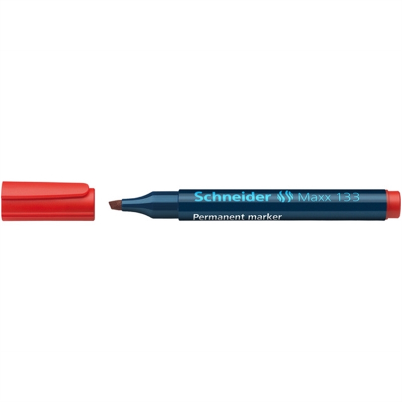 schneider-permanentmarker-maxx-133-nachfuellbar-keilspitze-1-4-mm-schaftfarbe-schwarz-schreibfarbe-rot