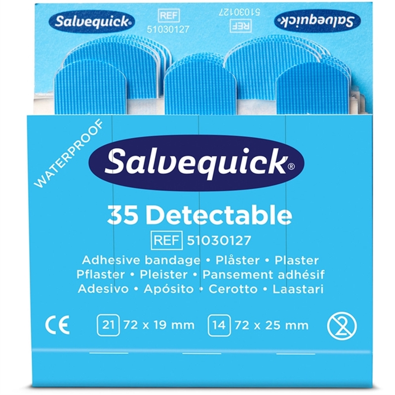 salvequich-pflaster-51030127-detektierbar-wasserfest-blau-6-x-35-stueck