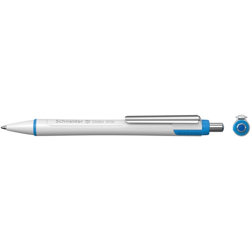schneider-kugelschreiber-slider-xite-nachfuellbar-druckmechanik-xb-schaftfarbe-weiss/cyan-schreibfarbe-blau