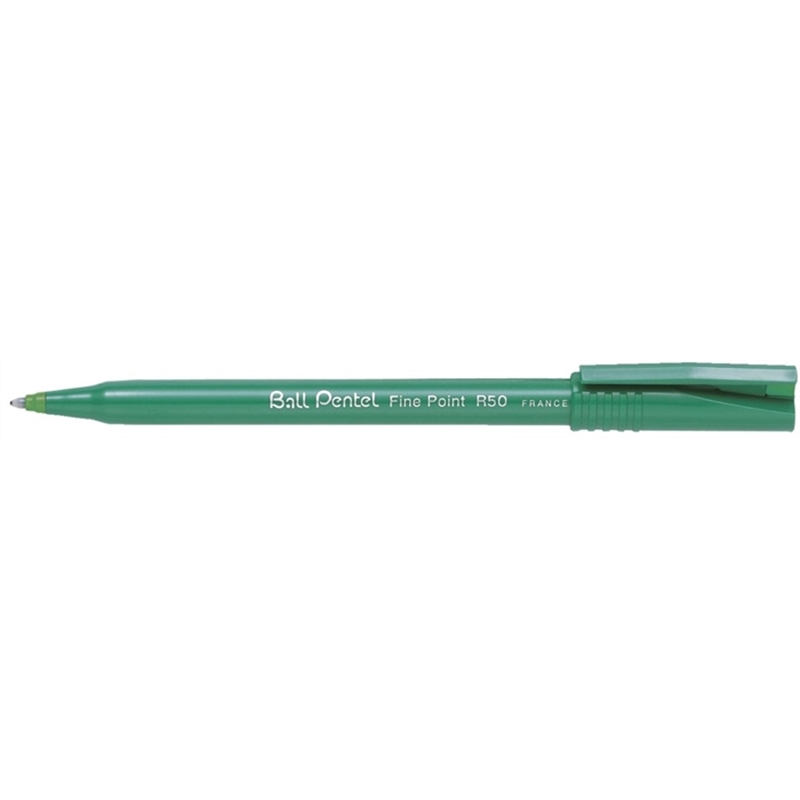 pentel-tintenkugelschreiber-ball-pentel-r50-mit-kappe-0-4-mm-schreibfarbe-gruen
