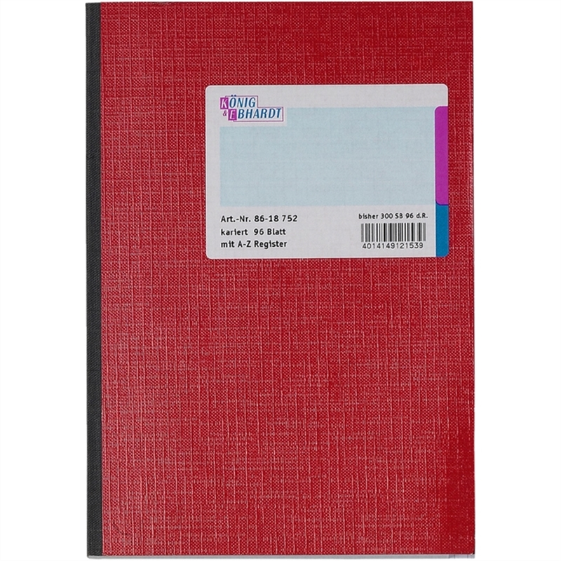 k-e-geschaeftsbuch-glanzkarton-kariert-register-a-z-a5-einbandfarbe-rot-96-blatt