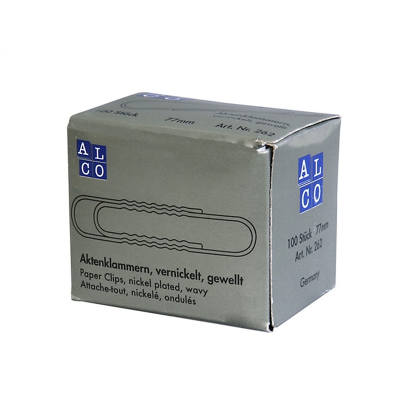 alco-262-aktenklammern-verzinkt-gewellt-77-mm-packung-mit-100-stueck-silber
