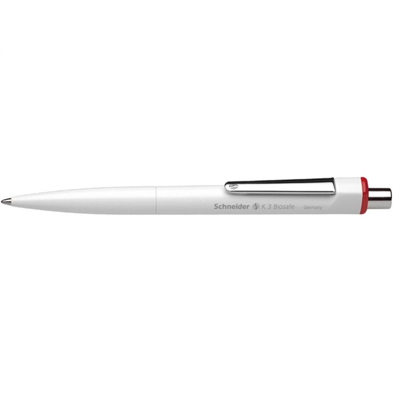 schneider-kugelschreiber-k3-biosafe-nachfuellbar-druckmechanik-m-schaftfarbe-weiss-schreibfarbe-rot