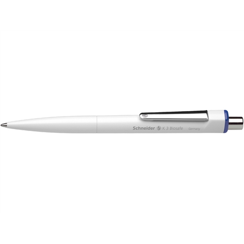 schneider-kugelschreiber-k3-biosafe-nachfuellbar-druckmechanik-m-schaftfarbe-weiss-schreibfarbe-blau