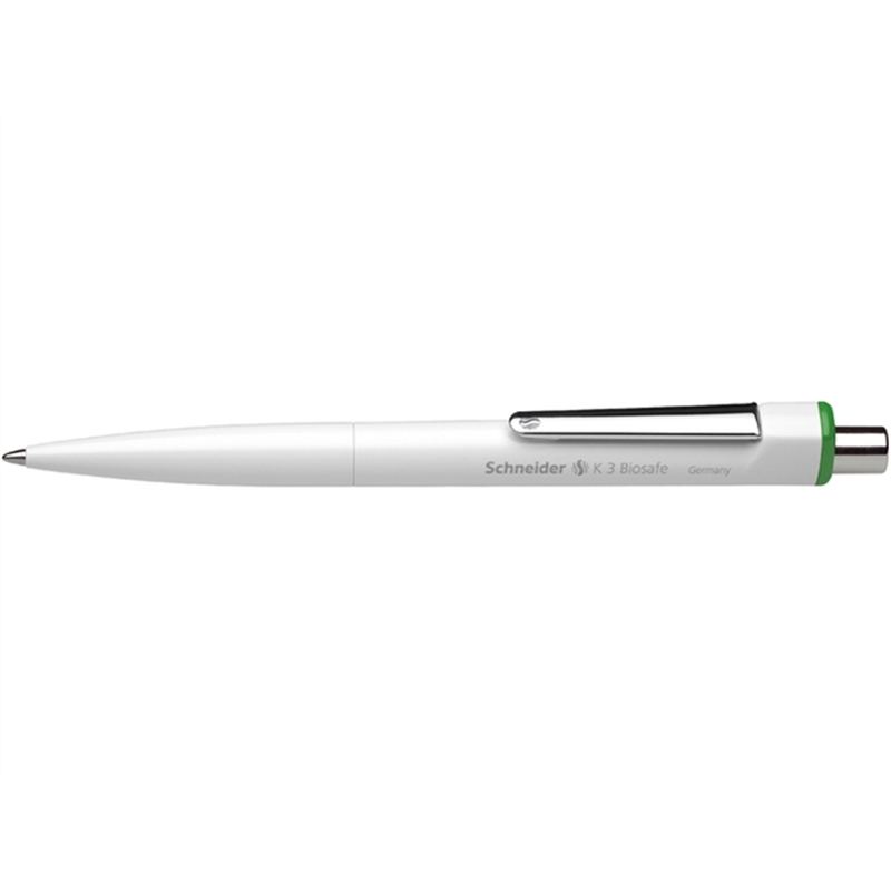 schneider-kugelschreiber-k3-biosafe-nachfuellbar-druckmechanik-m-schaftfarbe-weiss-schreibfarbe-gruen