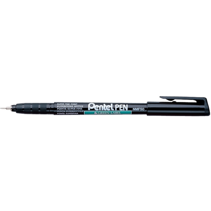 pentel-permanentmarker-green-label-einweg-rundspitze-0-6-mm-schreibfarbe-schwarz