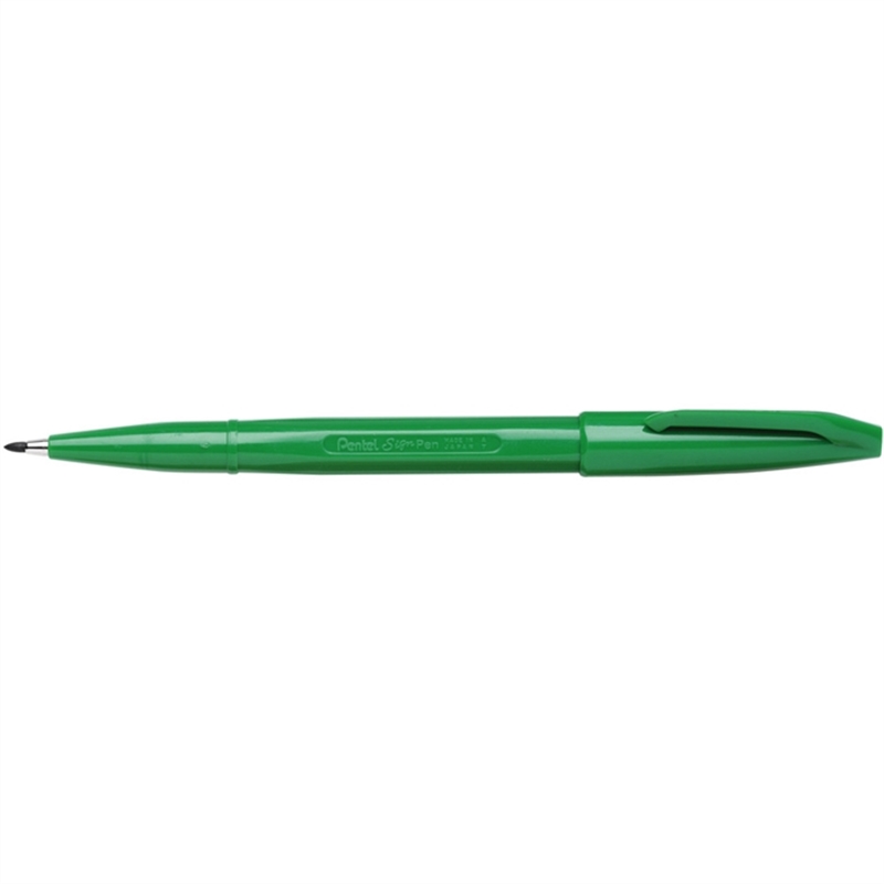 pentel-faserschreiber-sign-pen-mit-kappe-0-8-mm-schreibfarbe-gruen