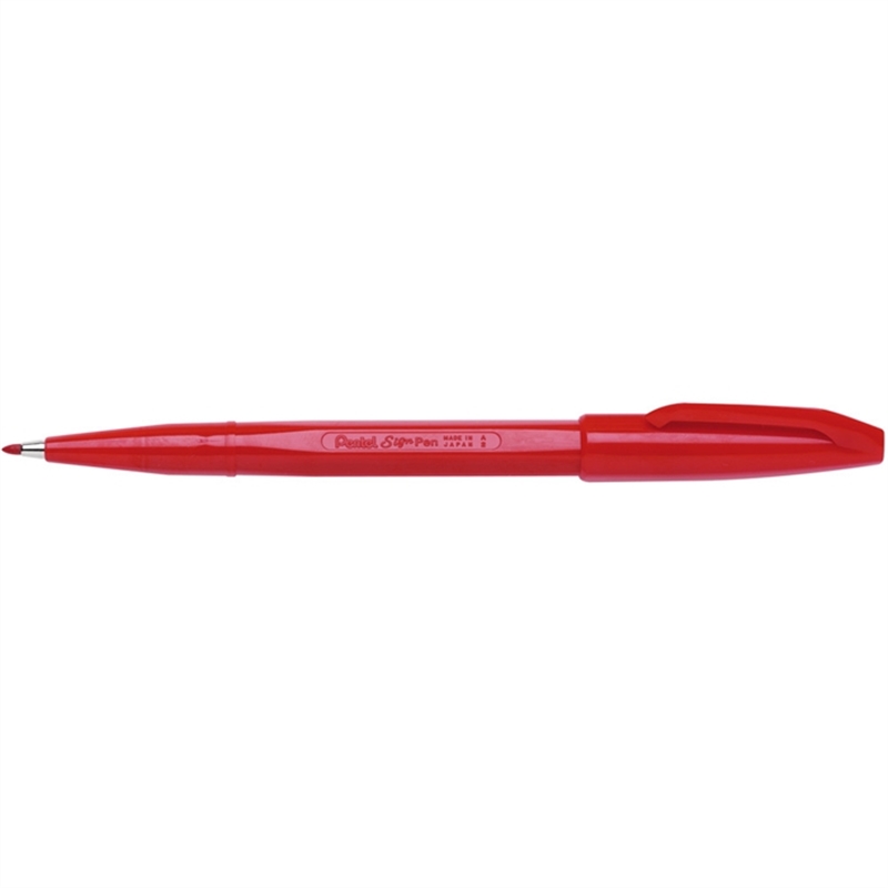 pentel-faserschreiber-sign-pen-mit-kappe-0-8-mm-schreibfarbe-rot