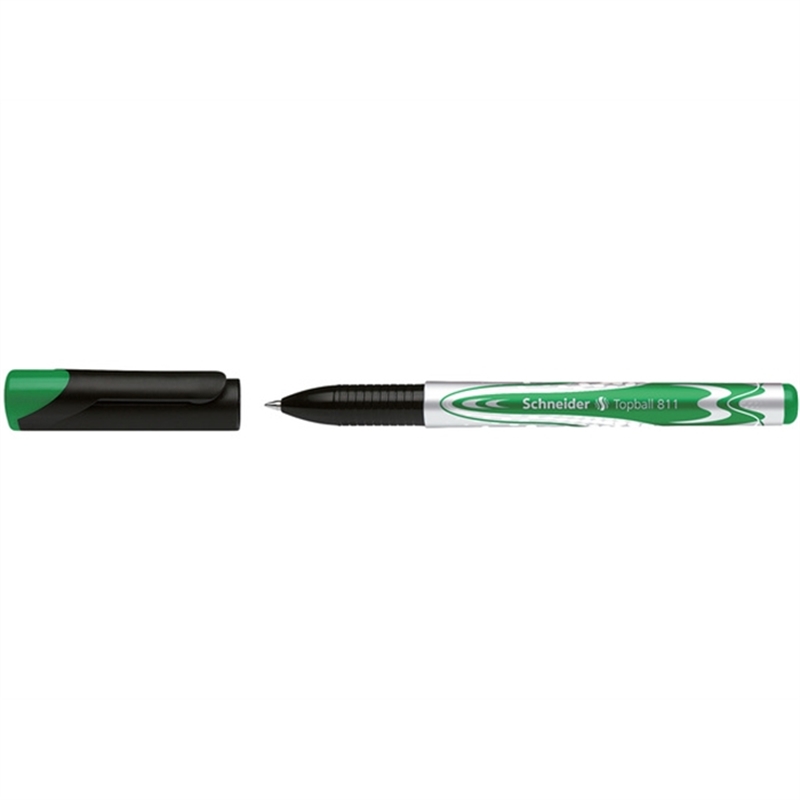 schneider-tintenkugelschreiber-topball-811-mit-kappe-0-5-mm-schreibfarbe-gruen