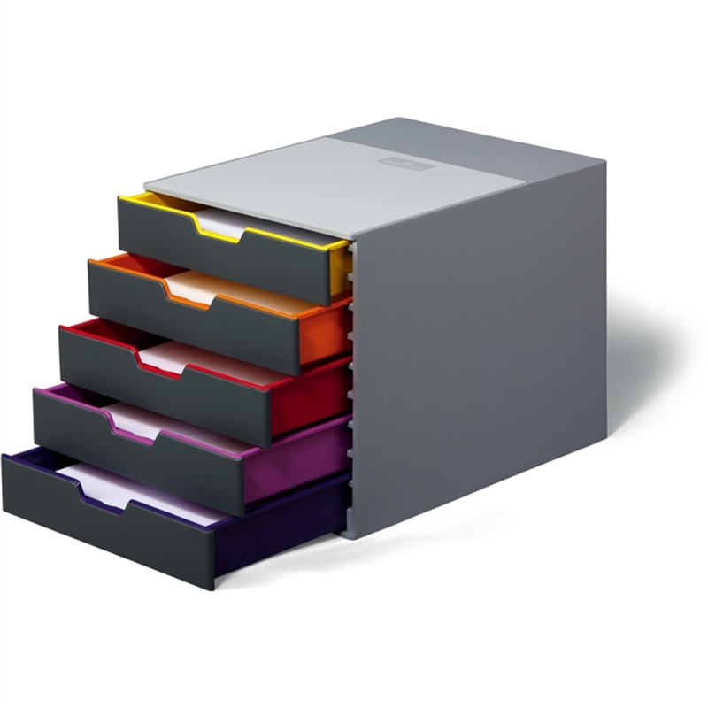 durable-schubladenbox-varicolor-kunststoff-mit-5-schubladen-292-x-356-x-280-mm-grau
