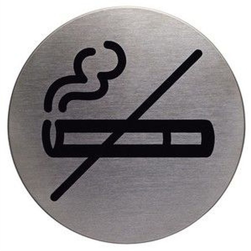 durable-schild-picto-rauchen-verboten-selbstklebend-edelstahl-rund-83-mm-silber-druckfarbe-schwarz