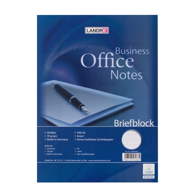 landr-briefblock-office-a4-50-blatt-70-g/m-lineatur-21-liniert