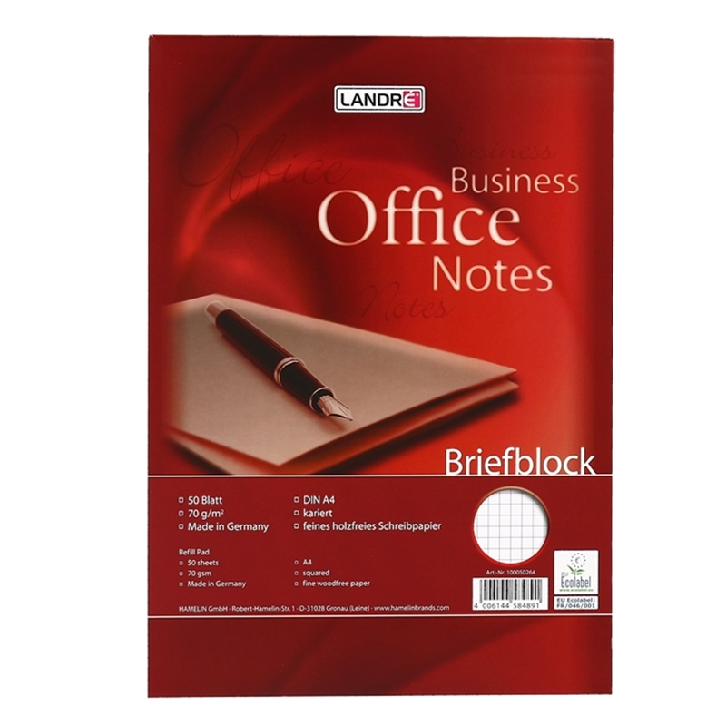 landr-briefblock-office-kariert-a4-70-g/m-holzfrei-50-blatt