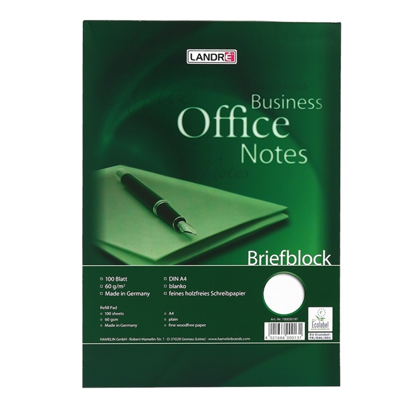landre-briefblock-office-a4-100-blatt-blanko-60-g/m-inkl-linienblatt-kariert/liniert
