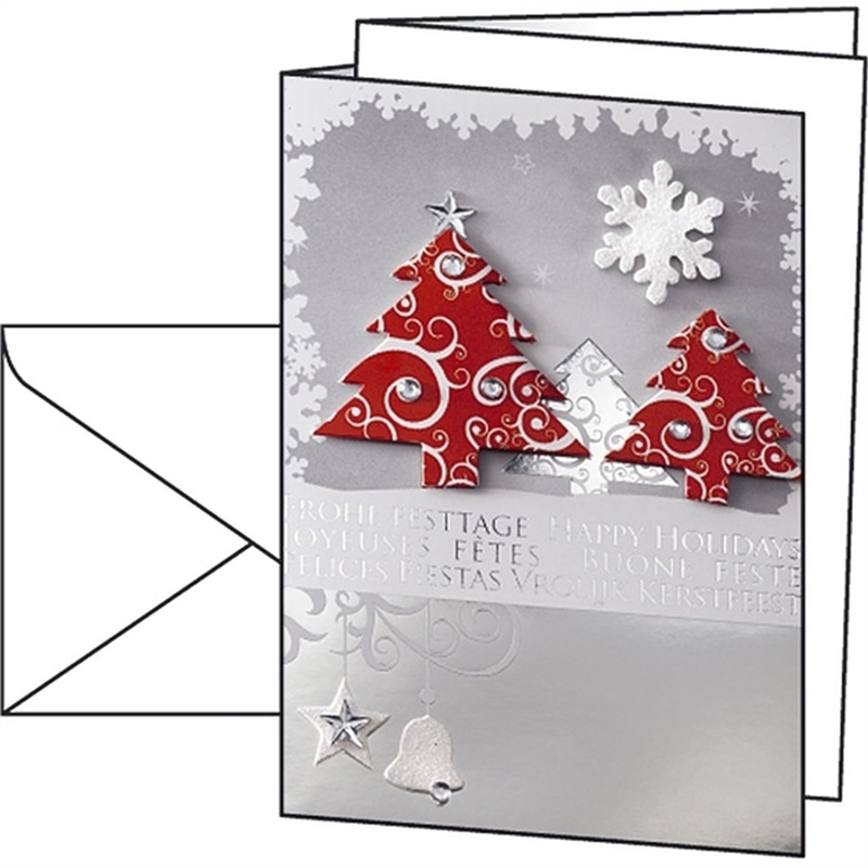 sigel-designkarte-weihnachten-inkjet/laser/kopierer-klappkarte-mit-umschlag-glanzkarton-250-g/m-a5-gefalzt-auf-a6-three-trees-silberpraegung-10-stueck