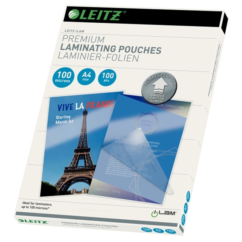 leitz-laminiertasche-ilam-udt-a4-0-1-mm-farblos-glaenzend-100-stueck