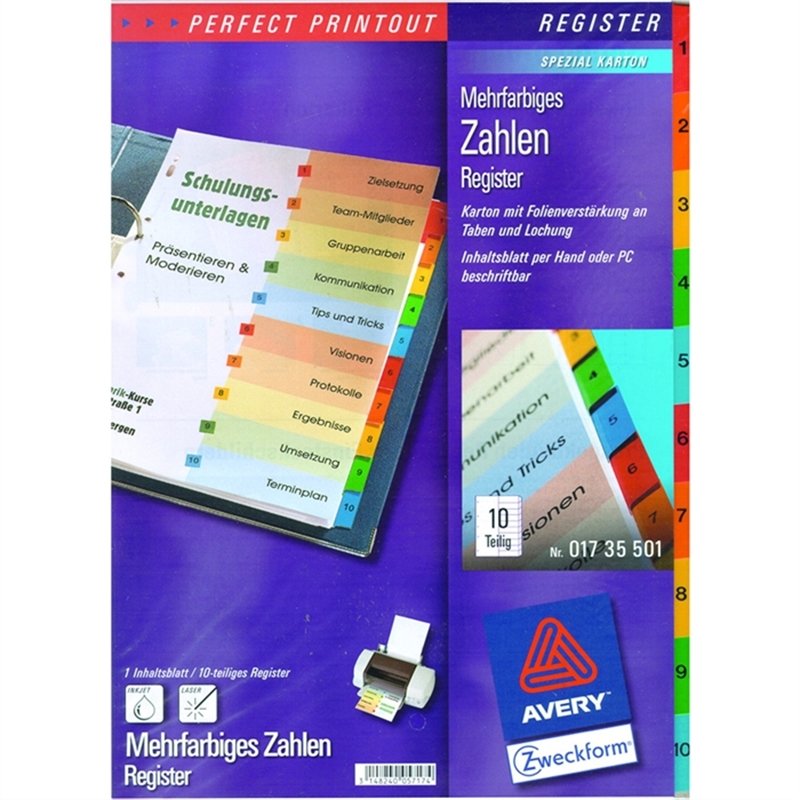 avery-zweckform-register-spezialkarton-190-g/m-1-10-a4-10-blatt-5farbig