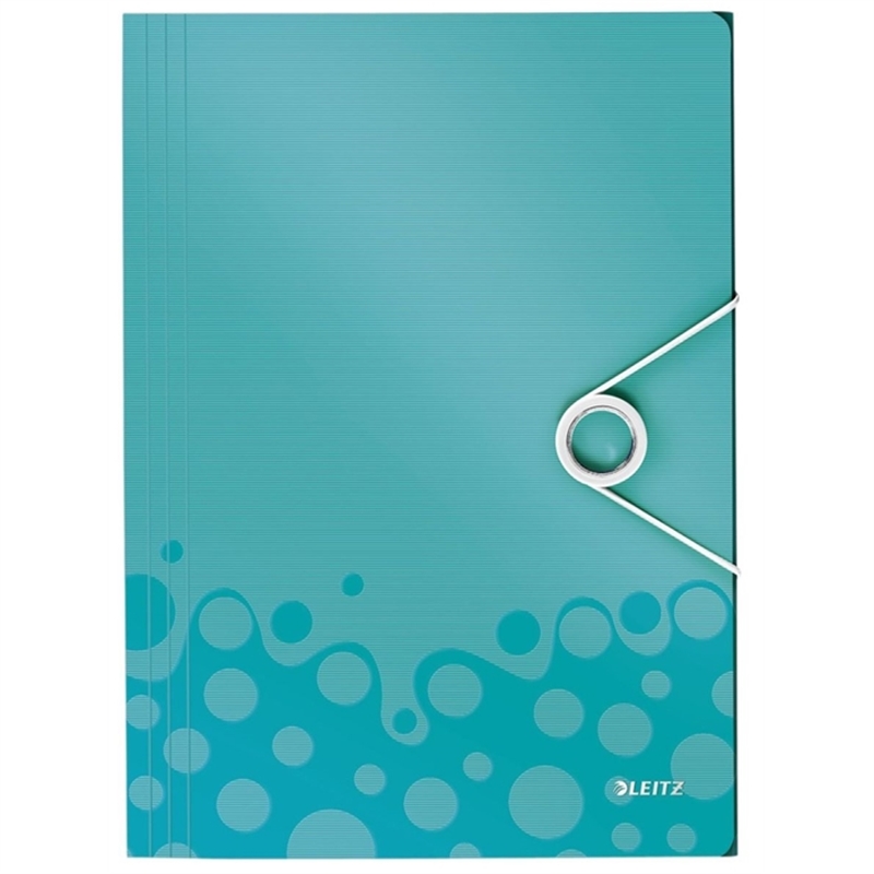 leitz-einschlagmappe-wow-pp-gummizugverschluss-3-klappen-a4-23-5-x-32-cm-fuer-150-blatt-eisblau-metallic