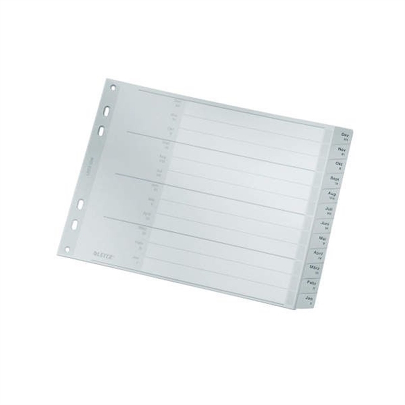 leitz-register-pp-dez-jan-a4-halbe-hoehe-23-8-x-18-cm-12-blatt-grau