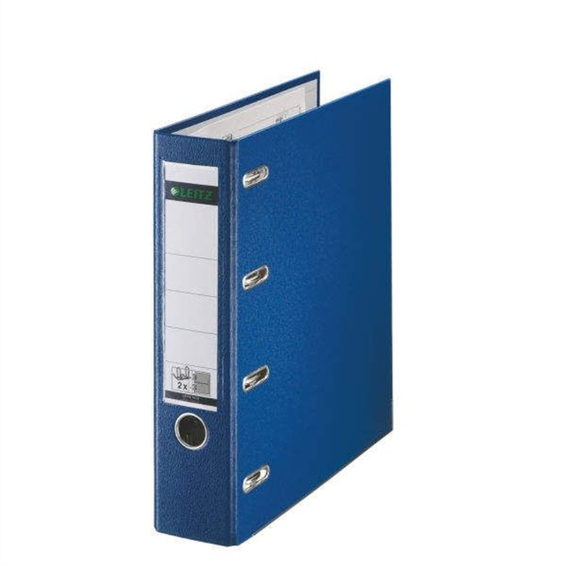 leitz-doppelordner-pp-kaschiert-einsteckrueckenschild-mit-griffloch-2-x-a5-quer-75-mm-blau