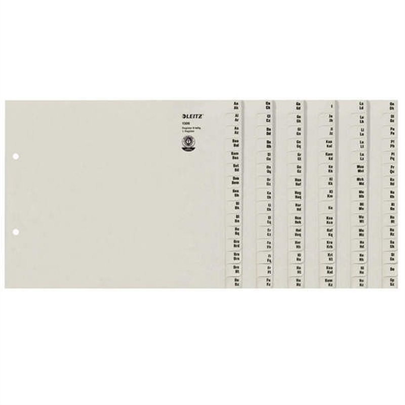 leitz-registerserie-tauenpapier-rc-100-g/m-8-ordner-a-z-2fach-lochung-a4-halbe-hoehe-120-blatt-grau