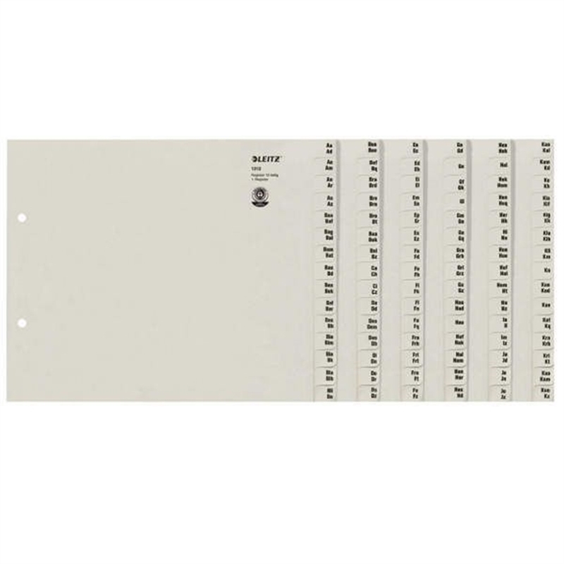 leitz-registerserie-tauenpapier-rc-100-g/m-12-ordner-a-z-2fach-lochung-a4-halbe-hoehe-180-blatt-grau