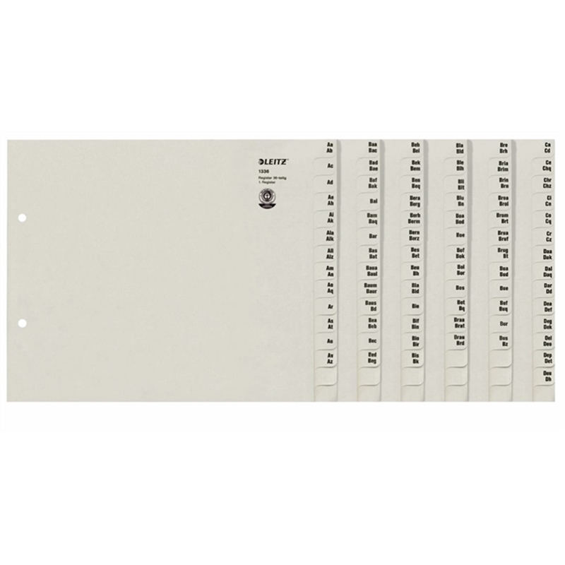 leitz-registerserie-tauenpapier-rc-100-g/m-36-ordner-a-z-2fach-lochung-a4-halbe-hoehe-540-blatt-grau