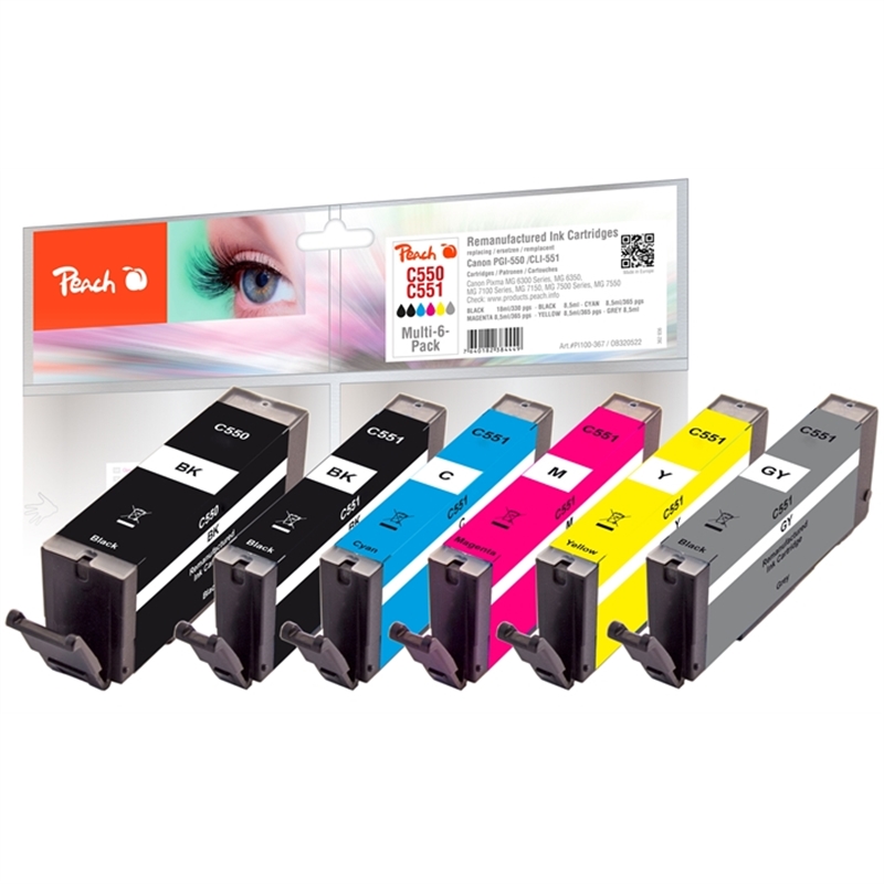 canon-550/551-rem-multi-6-pack-pi100-367-je-1-tintenpatrone-bk-phbk-c-m-y-gy-1x13/5x8-5ml