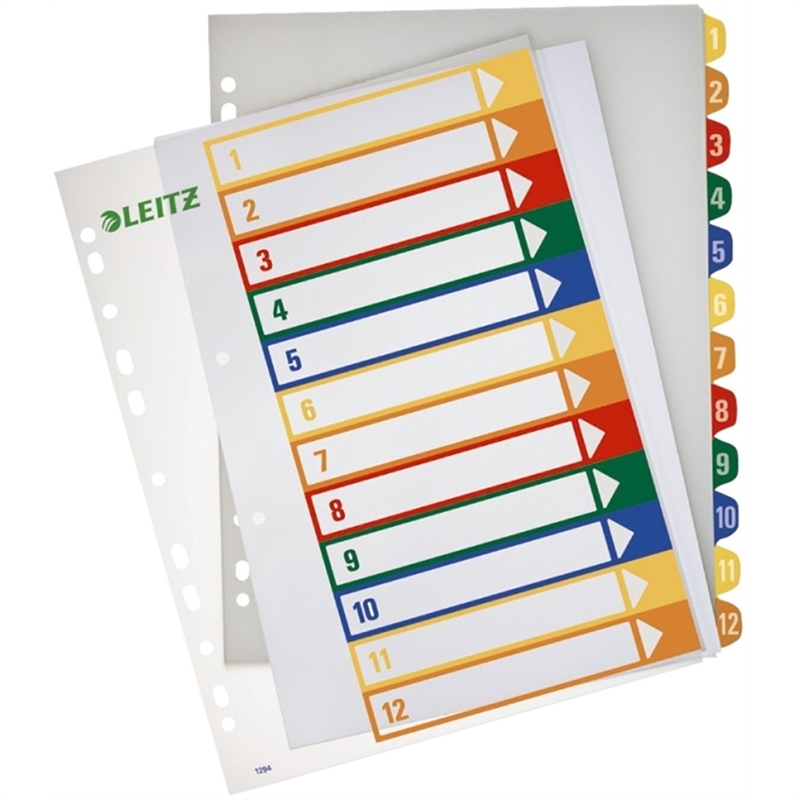 leitz-register-pp-0-3-mm-1-12-a4-volle-hoehe-ueberbreit-24-5-x-30-5-cm-12-blatt-grau