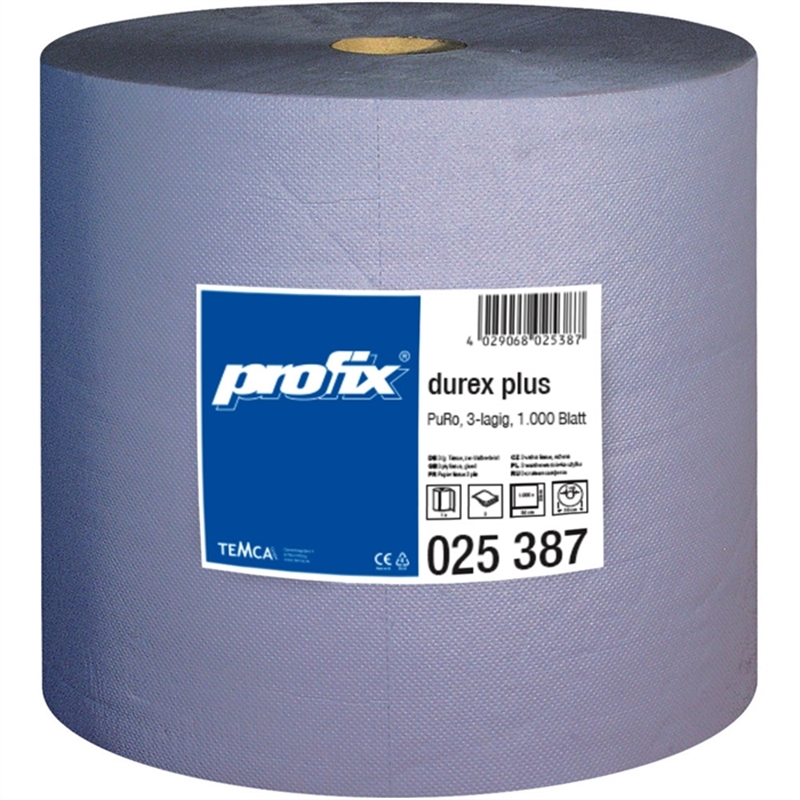 profix-wischtuch-durex-plus-tissue-3lagig-auf-rolle-1-000-tuecher-33-x-36-cm-blau-1-rolle