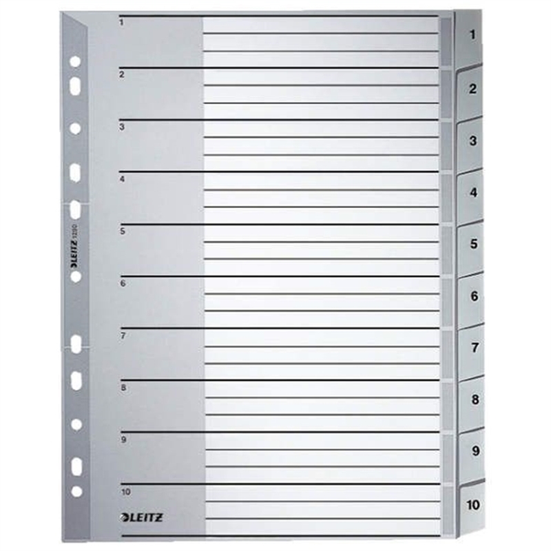 leitz-register-pp-1-10-a4-volle-hoehe-ueberbreit-23-8-x-29-7-cm-10-blatt-grau