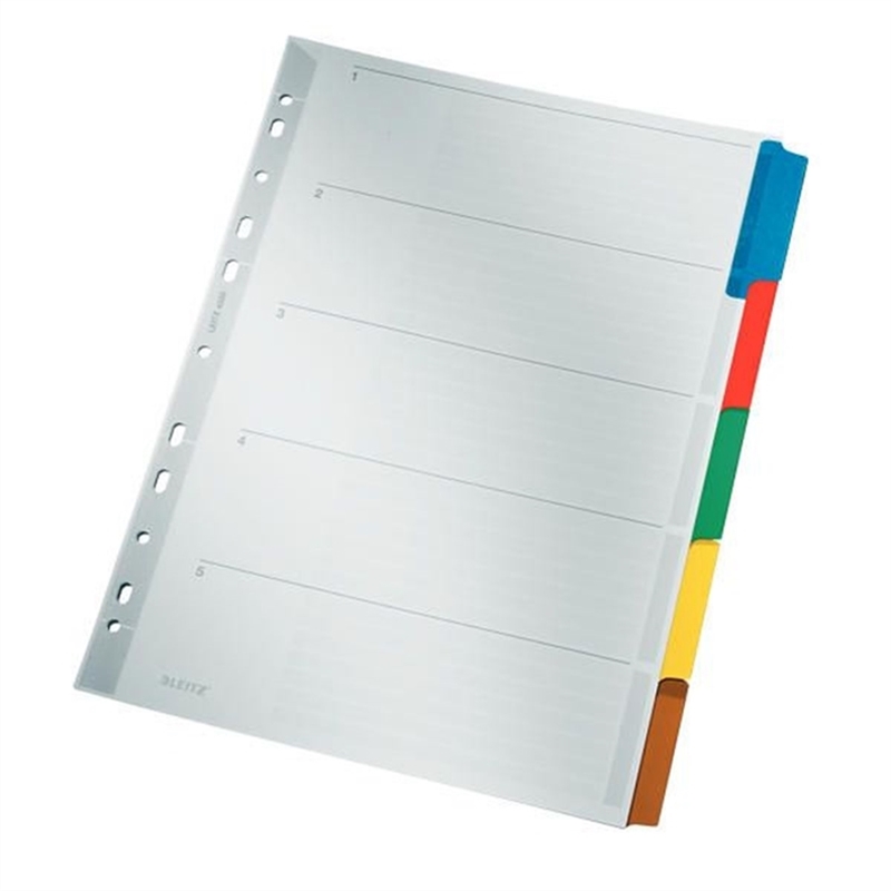 leitz-register-karton-160-g/m-blanko-a4-volle-hoehe-22-5-x-29-7-cm-5-blatt-5farbige-tabe