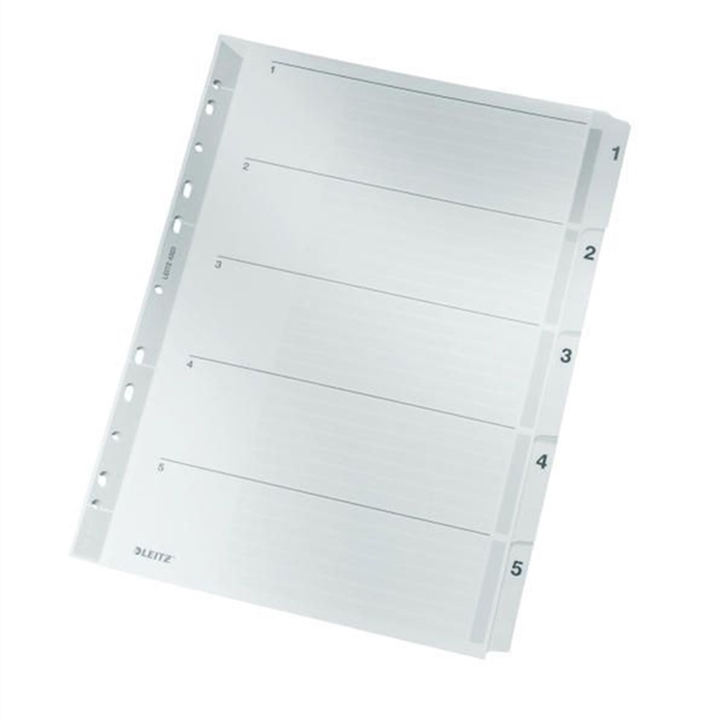 leitz-register-karton-160-g/m-1-5-a4-volle-hoehe-5-blatt-grau