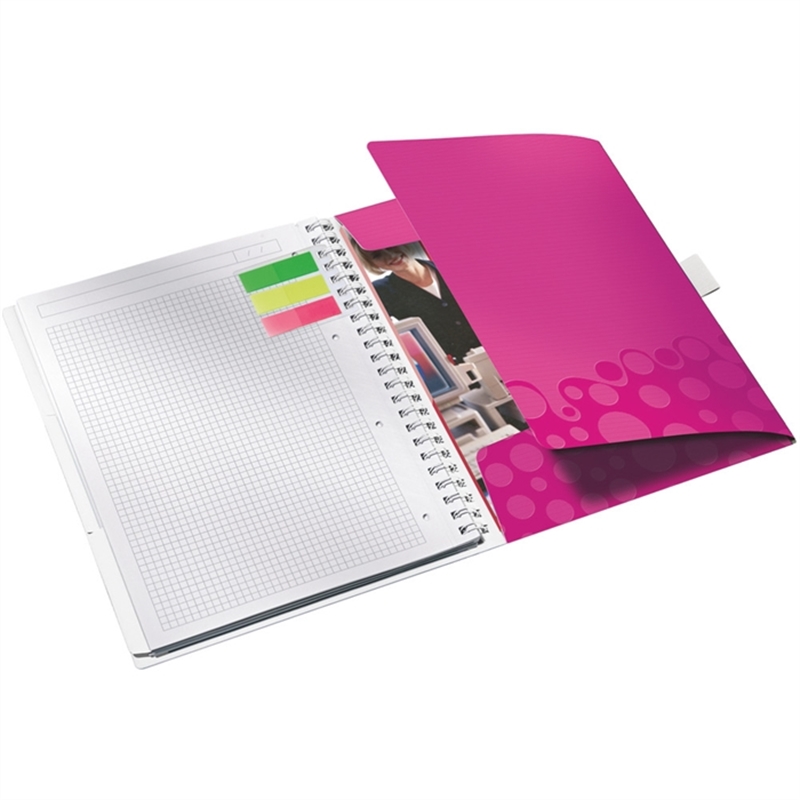 leitz-notizbuch-wow-be-mobile-kariert-a4-80-g/m-einbandfarbe-pinkmetallic-80-blatt