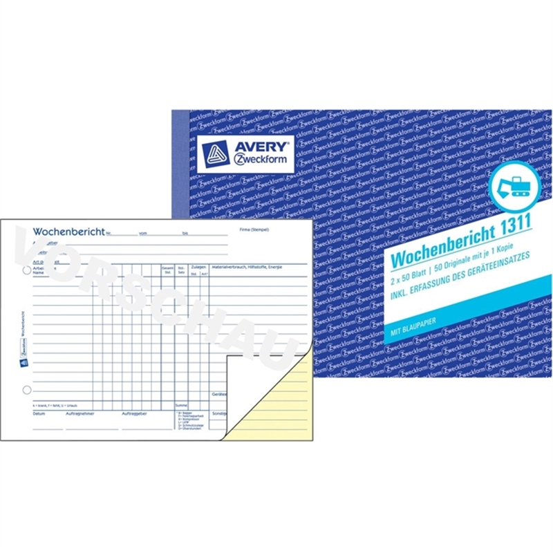 avery-zweckform-1311-wochenrapport-a5-quer-2fach-1-/-2-blatt-bedruckt-einbandfarbe-blau-2x50-blaetter