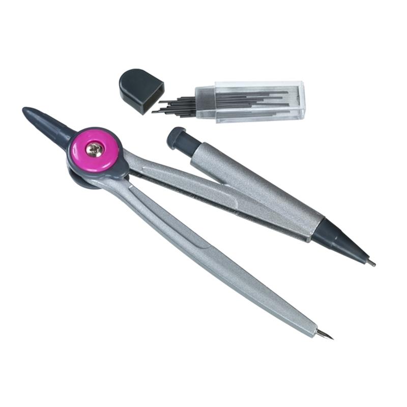 linex-basic-schul-zirkel-mit-0-5-mm-mine-mit-extra-minen-pink-in-fester-box