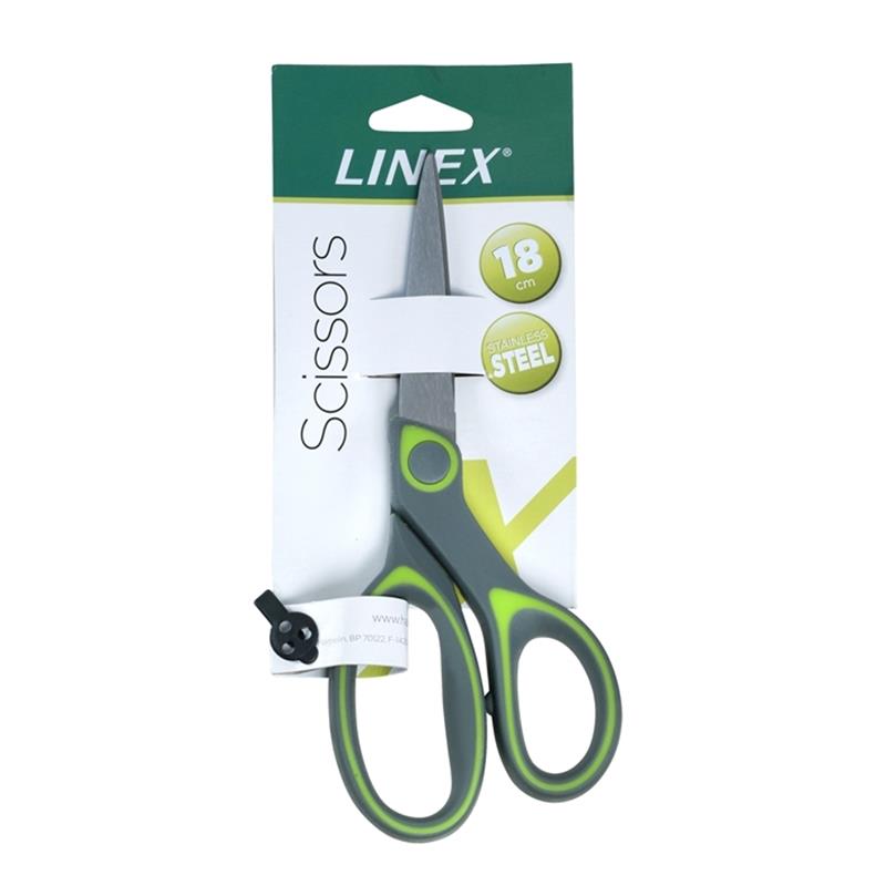 linex-kinderschere-aus-edelstahl-17-5-cm-lang-grau-mit-gruenen-applikationen