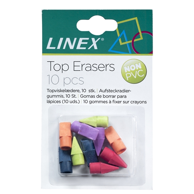 linex-radierkappen-fuer-standardbleistift-packung-mit-10-stck-farbe-gelb-orange-gruen