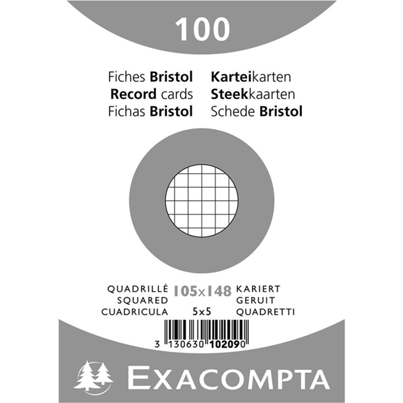 exacompta-karteikarte-kariert-a6-karton-205-g/m-weiss-100-stueck