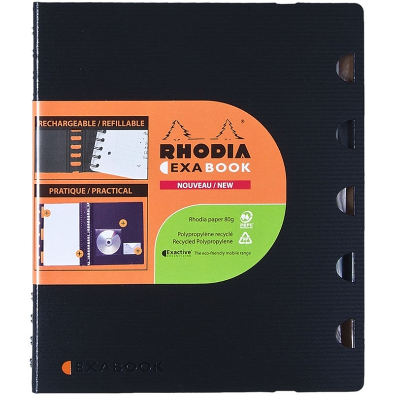 rhodia-collegeblock-exactive-exabook-polypropylen-rc-liniert-a4-80-g/m-einbandfarbe-schwarz-80-blatt