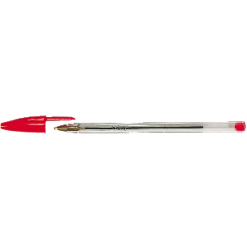 bic-kugelschreiber-cristal-0-4-mm-schaftfarbe-farblos-transparent-schreibfarbe-rot-50-stueck