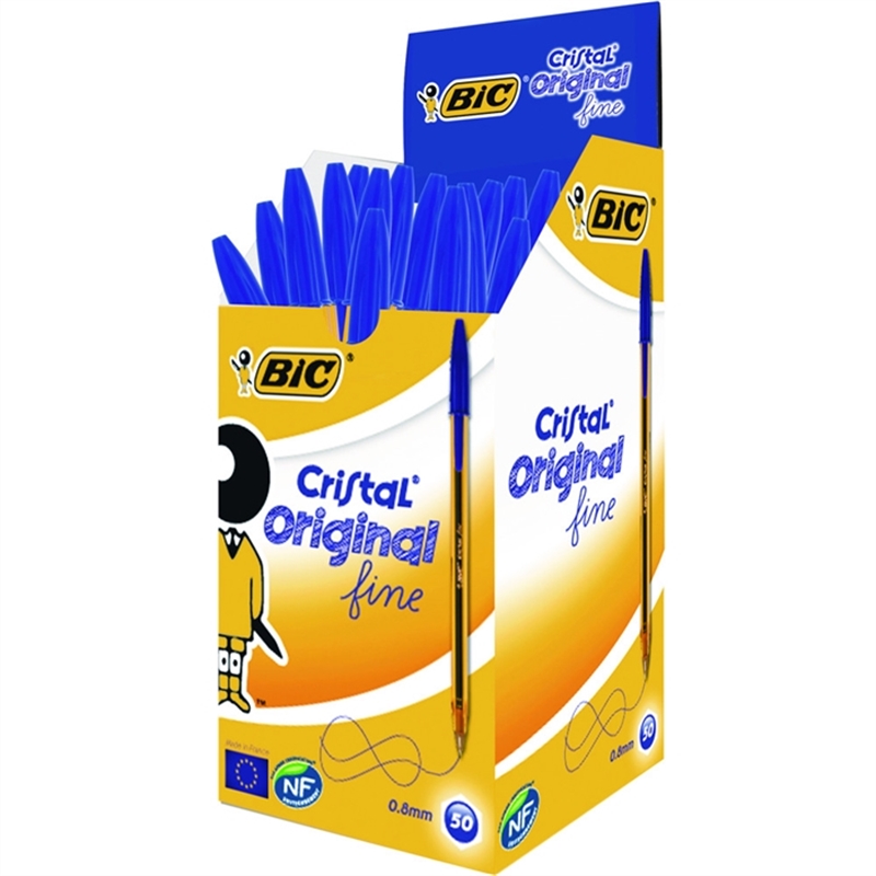 bic-kugelschreiber-cristal-0-35-mm-schaftfarbe-orange-transparent-schreibfarbe-blau-50-stueck