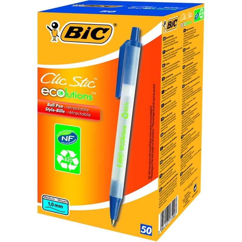 bic-kugelschreiber-ecolutions-clic-stic-druckmechanik-0-4-mm-schreibfarbe-blau-50-stueck