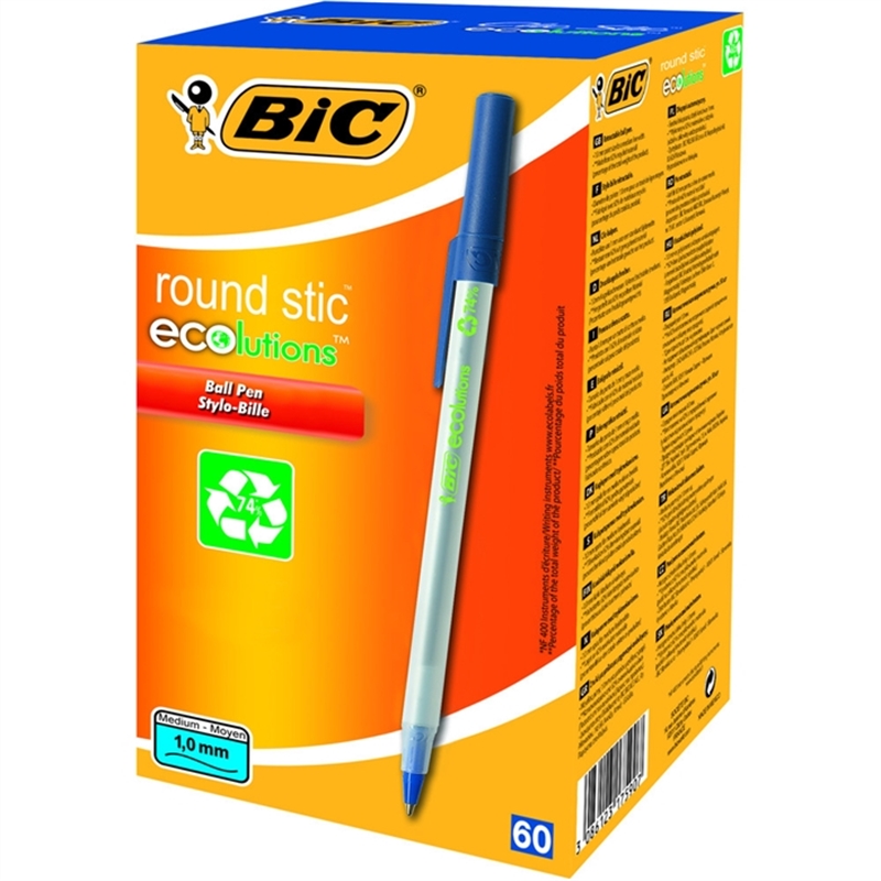 bic-kugelschreiber-ecolutions-round-stic-mit-kappe-0-4-mm-schreibfarbe-blau-60-stueck