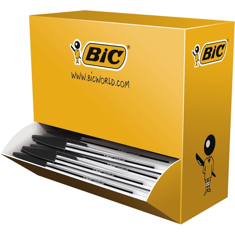 bic-kugelschreiber-cristal-0-4-mm-schaftfarbe-farblos-transparent-schreibfarbe-schwarz-100-stueck