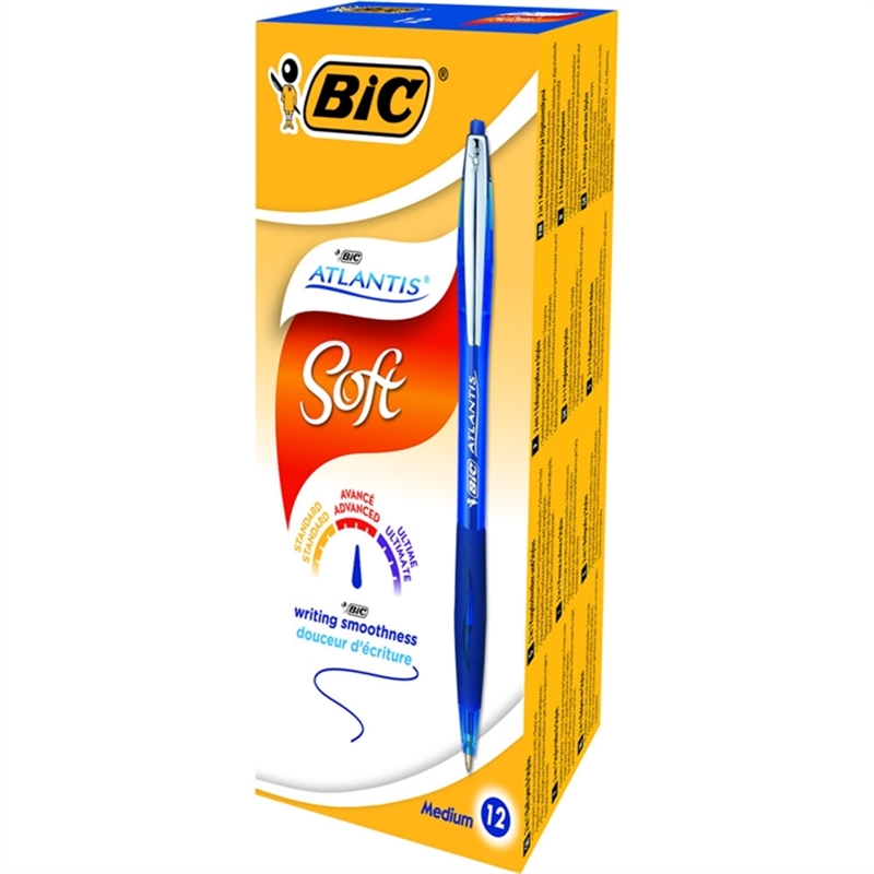 bic-kugelschreiber-atlantis-soft-nachfuellbar-druckmechanik-0-4-mm-schreibfarbe-blau-12-stueck