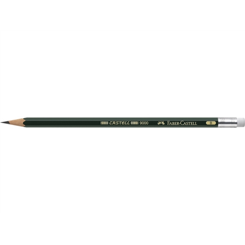 faber-castell-bleistift-castell-9000-sechseckig-mit-radiergummi-b-12-stueck